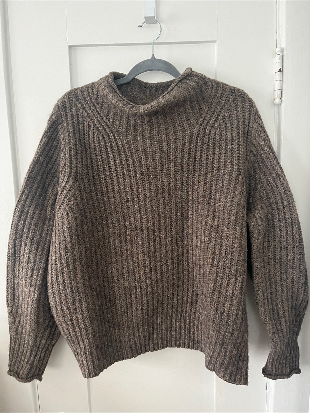 Madewell Brown Ribbed Turtleneck Sweater